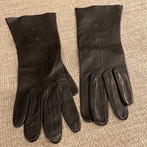 Vintage Women's Black Leather Gloves, size 7 1/2